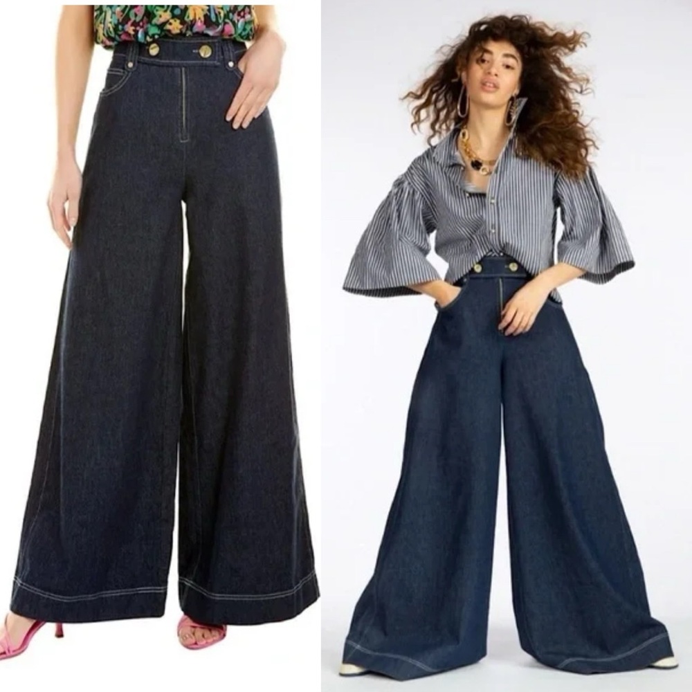 Tanya Taylor Dark Blue Wide-Leg Jeans